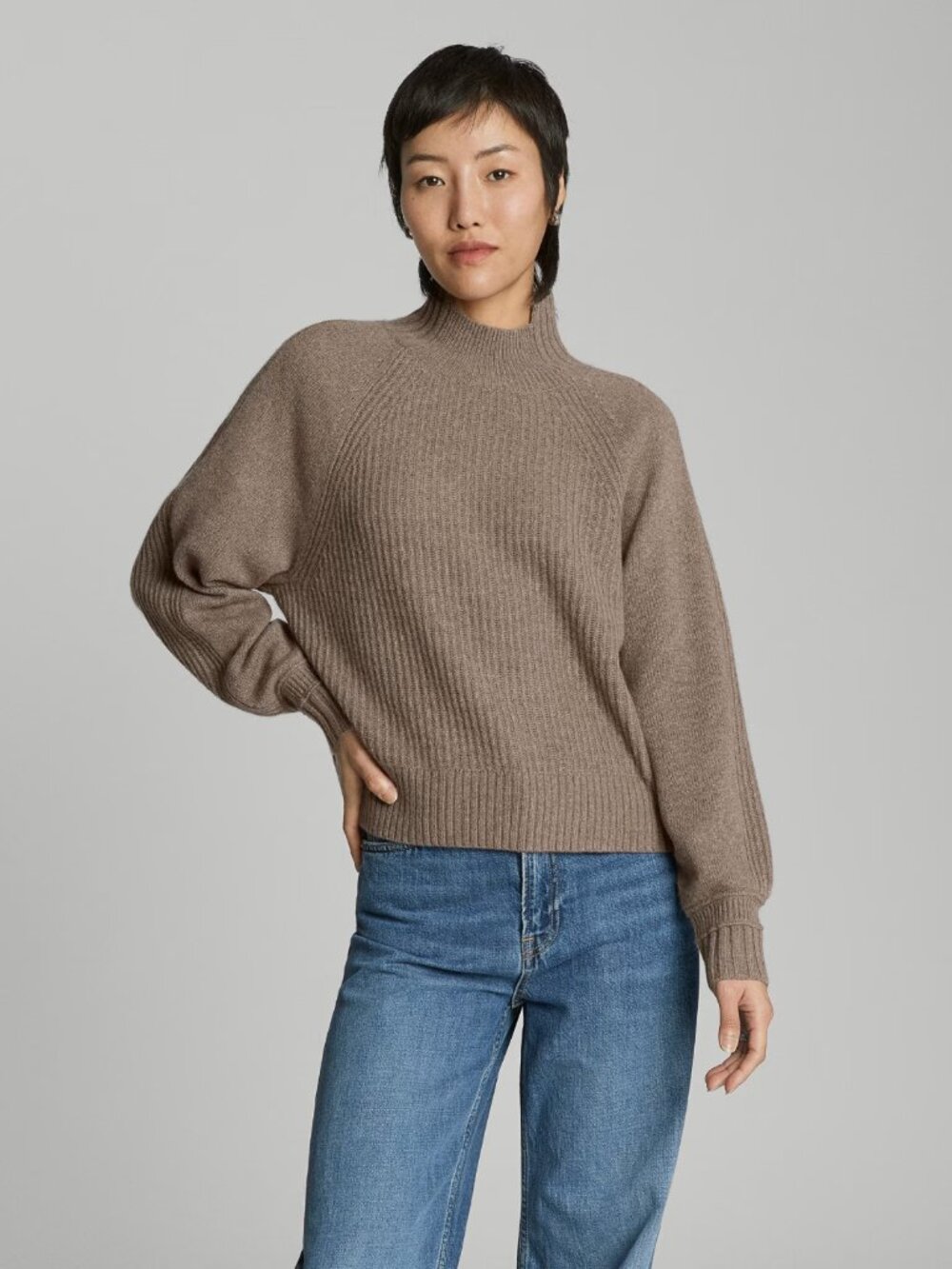 EVERLANE Recycled Cashmere Turtleneck Brown Sweater Long Sleeve Sz Small ($230)